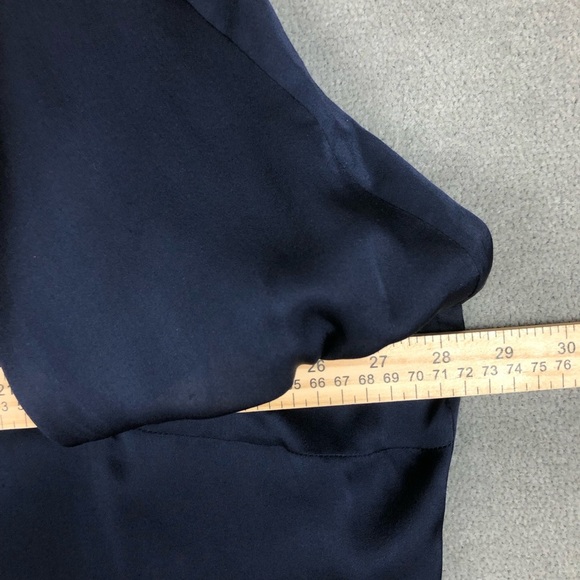 Lauren Ralph Lauren Navy Silk Sheer long sleeve Ruffle Trim blouse size 22W - Picture 9 of 10